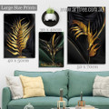 Golden Leaflets Botanical Abstract Stretched 3 Piece Set Modern Artwork Photograph Canvas Print for Room Garnish