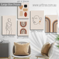 Sinuous Trait Minimalist Scandinavian 5 Multi Panel Painting Set Photograph Abstract Rolled Prints on Canvas for Wall Hanging Tracery