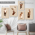 Father Play With Brood Abstract Stretched 5 Piece Set Scandi Figure Artwork Photograph Canvas Print for Room Garnish