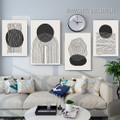 Sable Orb Alignments Lines Modern Geometric Photograph Abstract 4 Piece Set Stretched Rolled Canvas Print Art for Room Embellishment