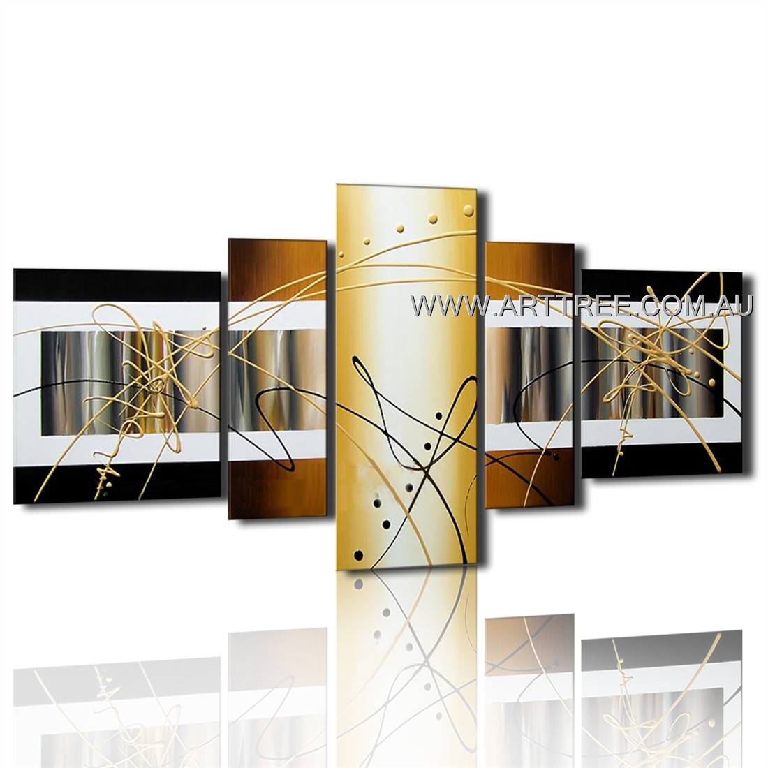 Yellow Base Famous Art Canvas Artwork 5 Piece Abstract Painting ...