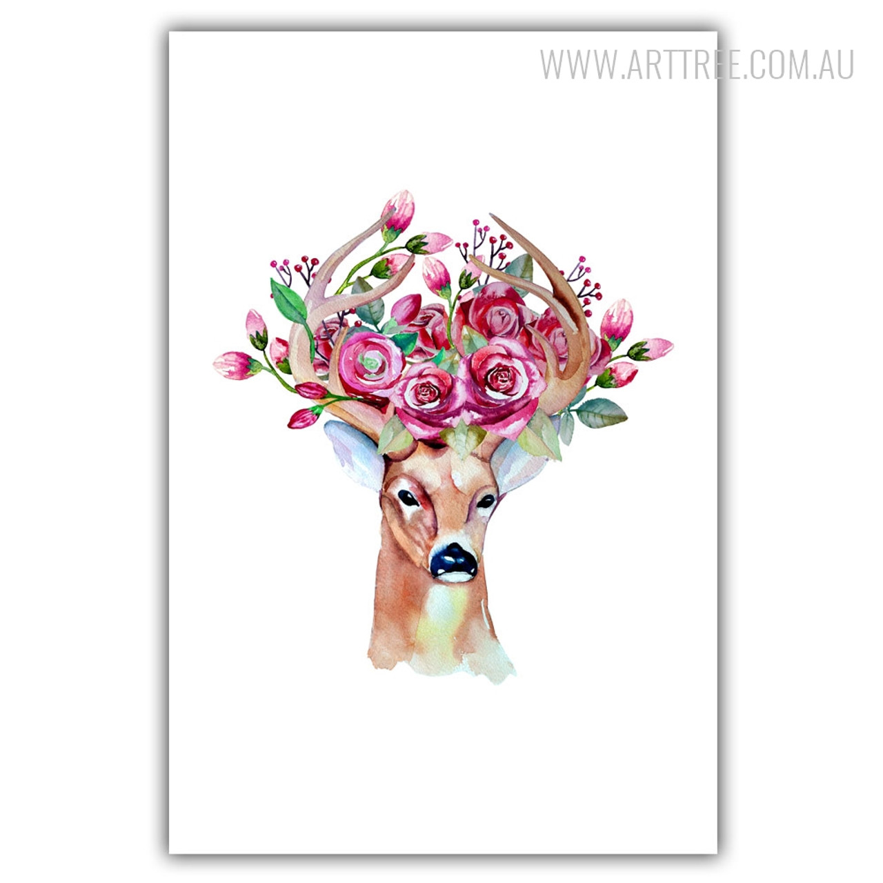 Deer Antler With Roses Arttree Com Au