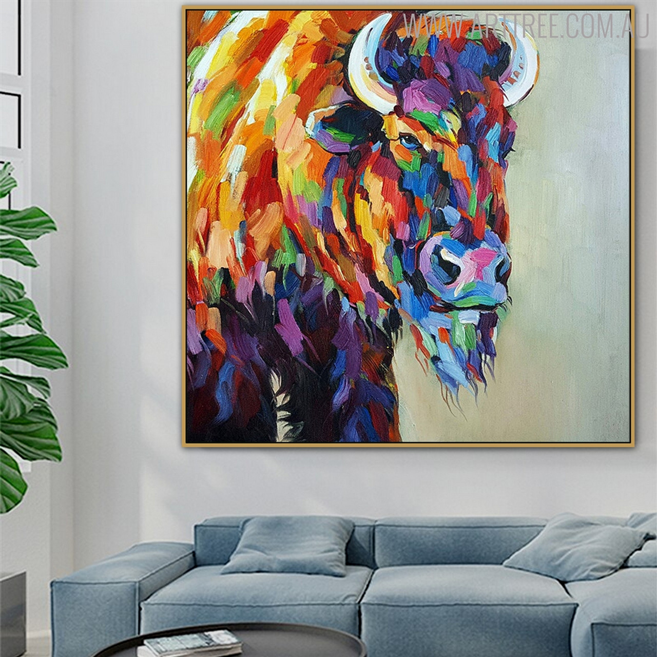 1pc Yak Print Unframed Painting, Modern Animal Print Wall Art