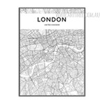 London City Map Black and White Art