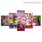 Glass Candles Land Abstract Floral Modern 5 Multi Panel Image Canvas Artwork Print for Room Wall Equipment