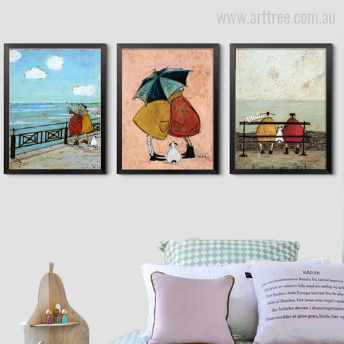 Abstract Happy Family Vintage Poster Print