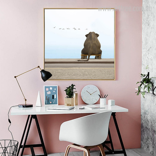 Seated Elephant Animal Photo Canvas Wall Art