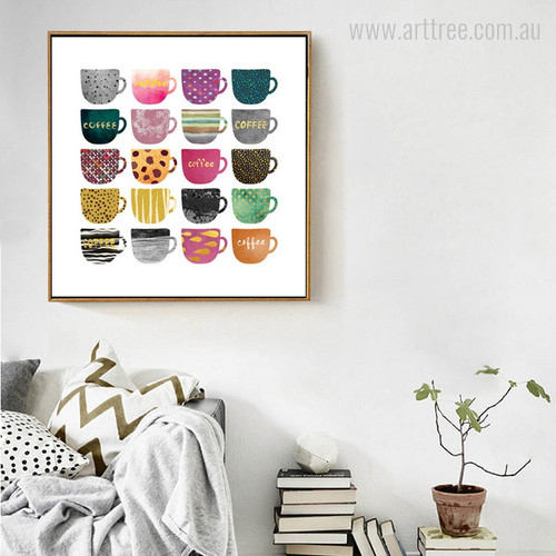 Abstract Multi-Color Coffee Cups for Study Room