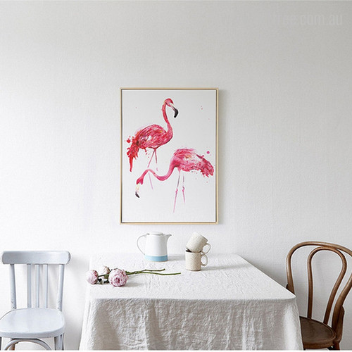 Modern Flamingo Birds Canvas Wall Art