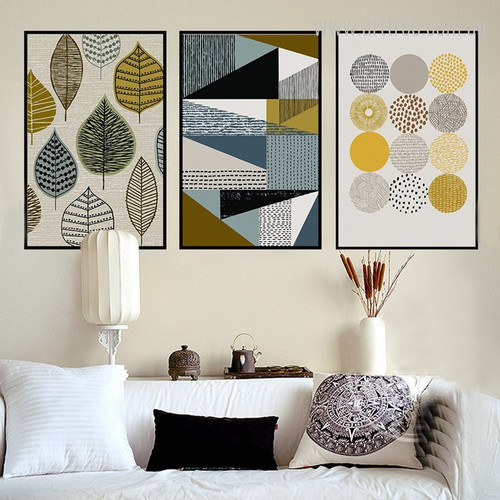 Abstract Geometric Leaves Circles Design