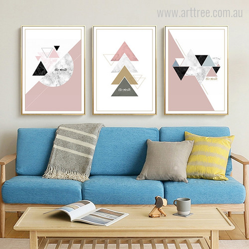 Geometric Colorful Triangles, Semicircle Shape Design