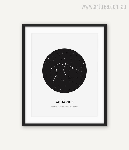 Aquarius Zodiacal Constellation Clever Inventive Original Print