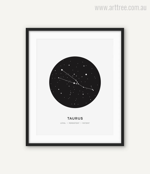 Taurus Zodiacal Constellation Loyal, Persistent, Patient Print