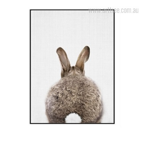 Kawaii Brown Rabbit Animal Back Cute Wall Decor Print