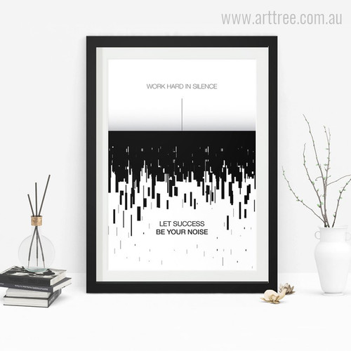 Work Hard In Silence Inspiring Quote Digital Painting Print