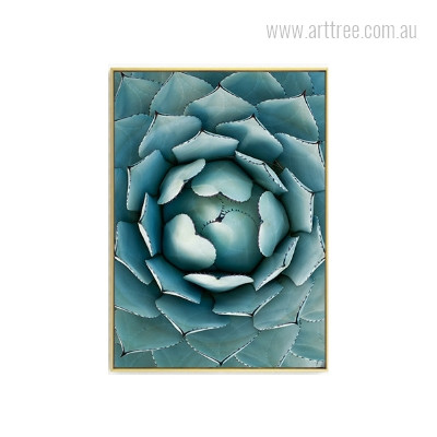 Turquoise Color Abstract Lotus Wall Art Print