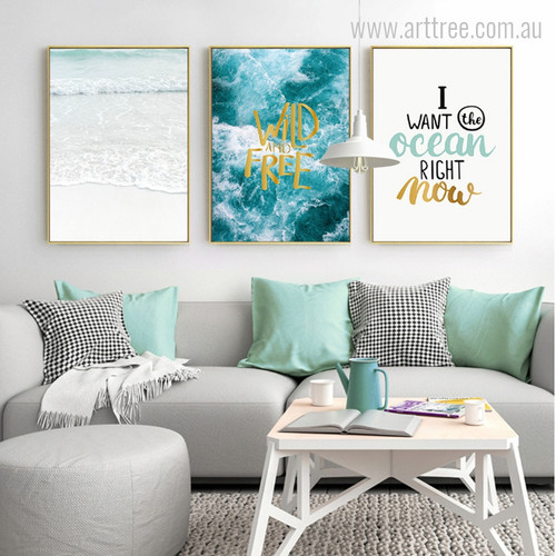 Beach Water Waves and Ocean Quotes Wall Decor Prints