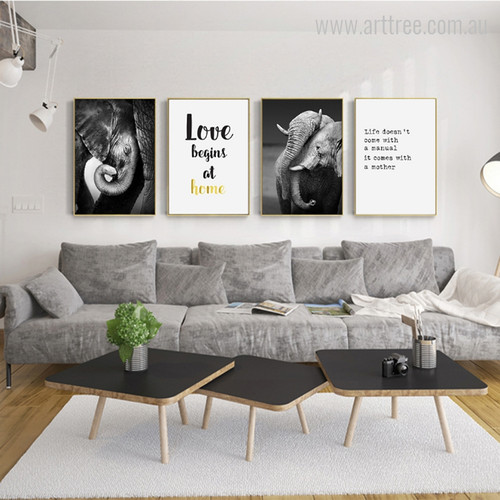 Elephant Baby Animal, Love Home, Life Quotes Photo Canvas Prints