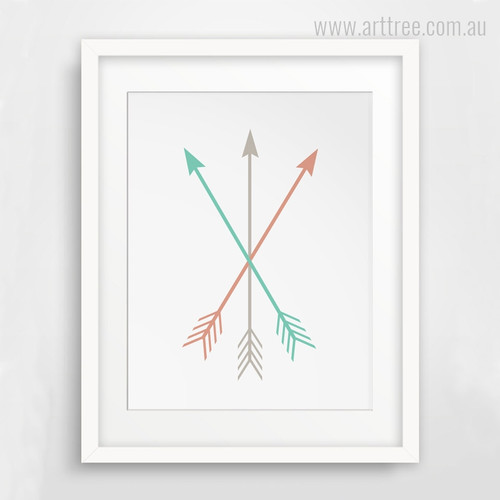 Minimal Brown Green Arrows Digital Print