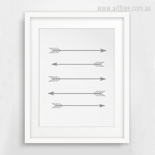 Grey Five Arrows Wall Art Print