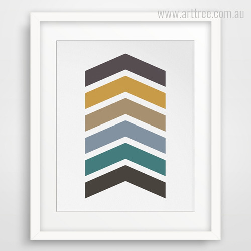 Abstract Multicolor Chevron Arrows Canvas Wall Art Print
