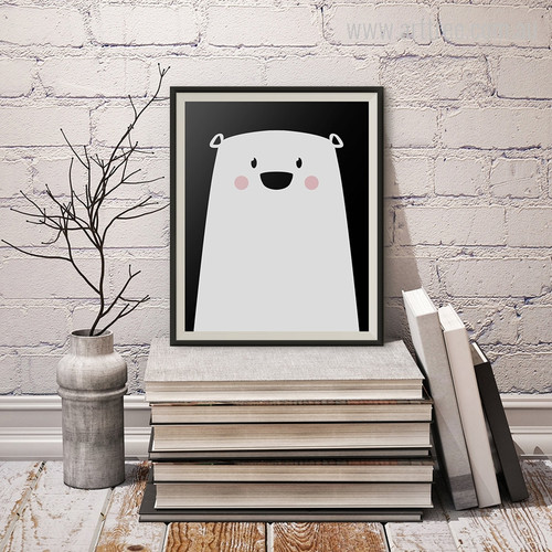 Cute Polar Bear Animated Cartoon Kids Room Decor Canvas Print