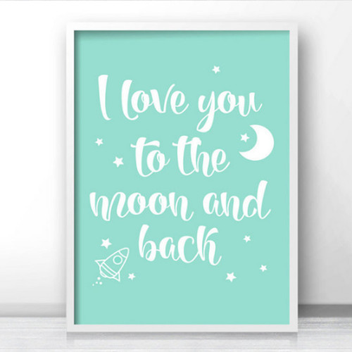 I love you to the moon and back Stars Rocket Print
