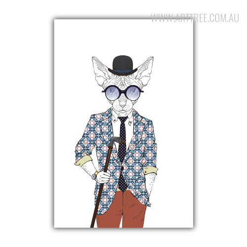 Hipster Style Dressed Sphinx Fashion Animal Art Print