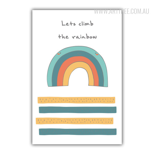 Lets Climb the Rainbow Childrens Wall Art Canvas