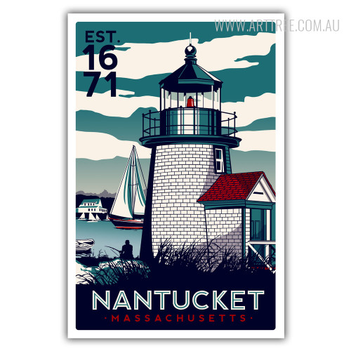 NanTucket Island in Massachusetts Vintage Poster Print