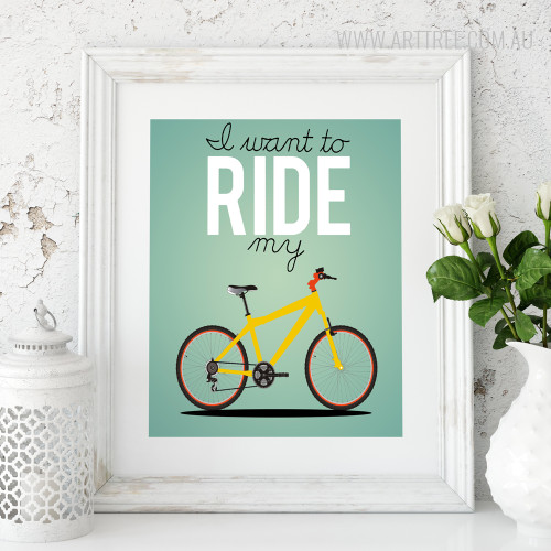 I Want To Ride My Bicycle Quote Modern Wall Art