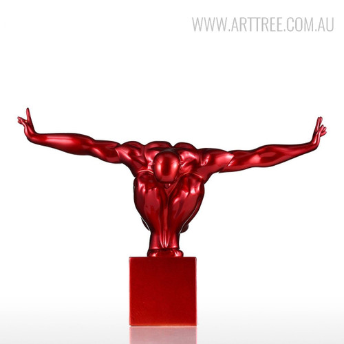 Dark Red Resin Strong Muscular Diving Posture Sculpture