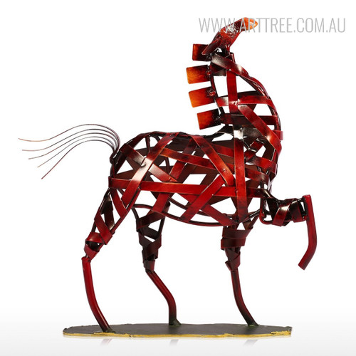 Metal Sculpture Vintage Braided Horse Animal Figurine for Home Decor