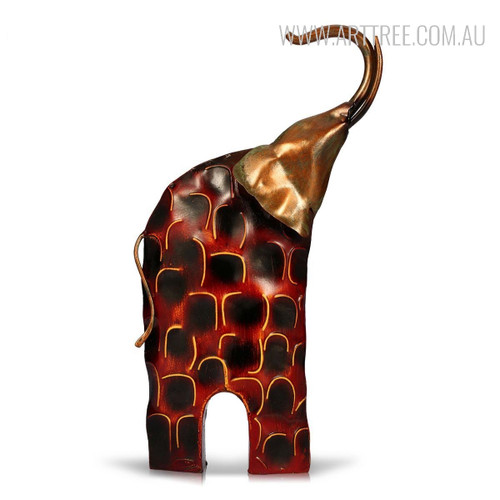 Iron Head Elephant Sculpture Metal Figurine