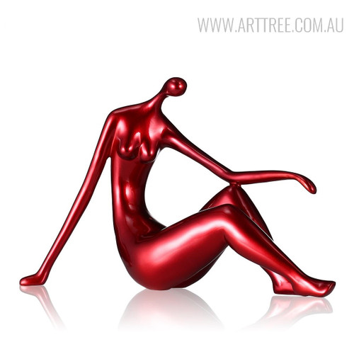 Red Reclining Woman Figurine Resin Sculpture