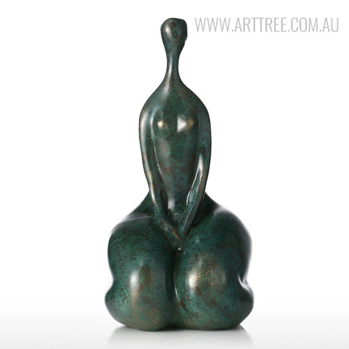 Deep Green Handmade Kneel Resin Sculpture