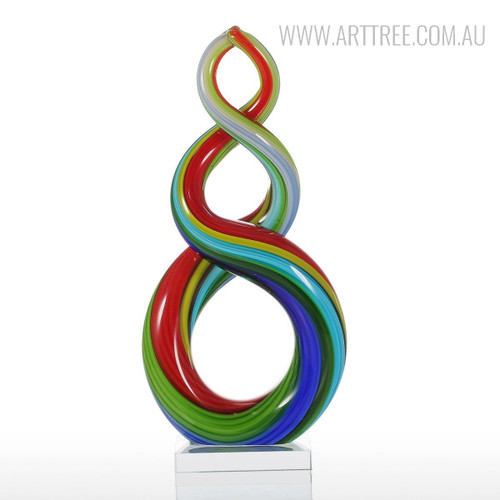 Colorful Ribbon Glass Sculpture Abstract Figurine