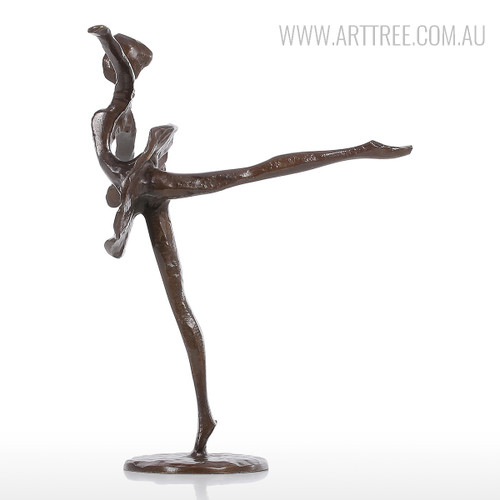 Ballet Dancing Girl B Bronze Sculpture Brown Miniature