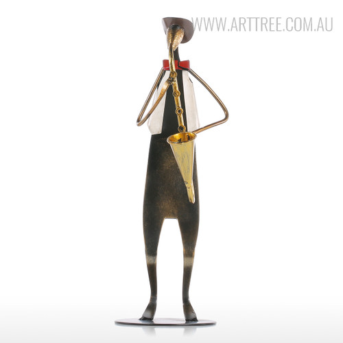 Saxophone Playing Musician Metal Sculpture