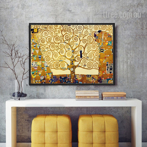 Retro Style Gustav Klimt Tree Of Life Painting Print