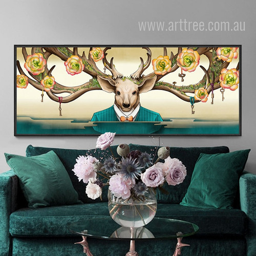Flory Deer Antlers Design Oversized Canvas Print