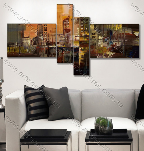 multi panel canvas painting Heavy Textured City 
