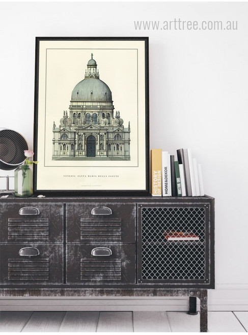 Santa Maria Della Salute Venice Roman Church Vintage Poster Print