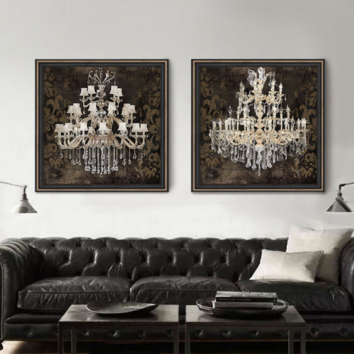 Retro Style Crystal Chandelier Pattern Canvas Prints