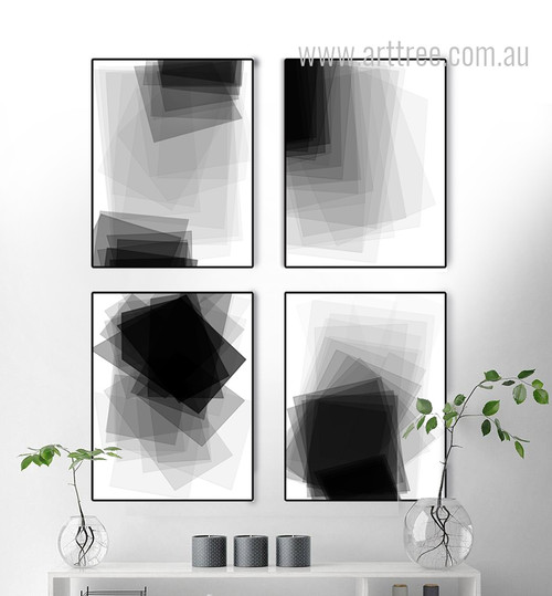 Black and White Geometric Rectangles Large Canvas Prints