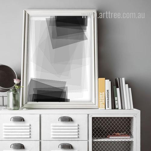 Black and White Geometric Rectangles Canvas Print