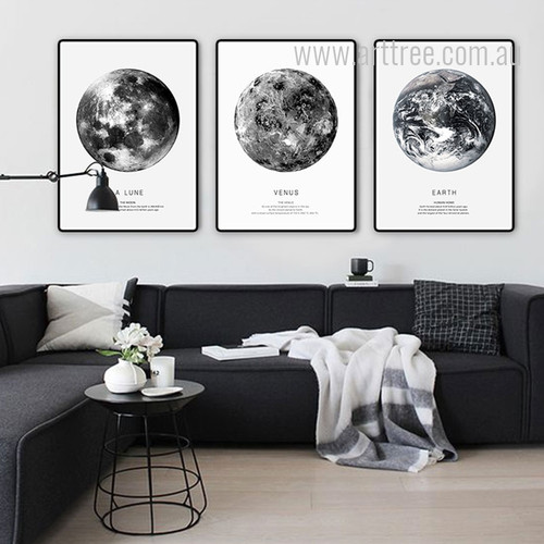 Earth Human Home, La Lune The Moon, The Venus Planets Art Print