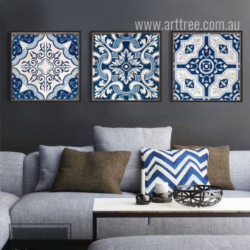 Blue and White Porcelain Moroccan Pattern Canvas Prints