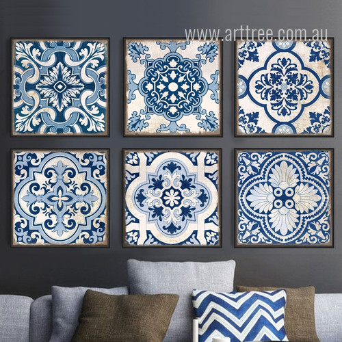 Chinese Style Blue and White Porcelain Moroccan Pattern Digital Art