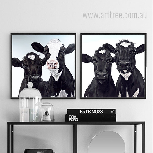 Black and White Cow Animal Prints
